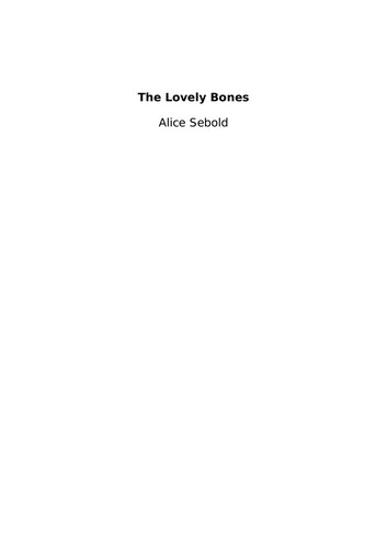 The Lovely Bones by Alice Sebold book cover